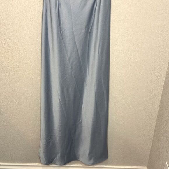 BHLDN Dress Dylan Sz 10 Blue One Shoulder Satin Maxi Formal Evening Wedding Gown - Picture 10 of 12